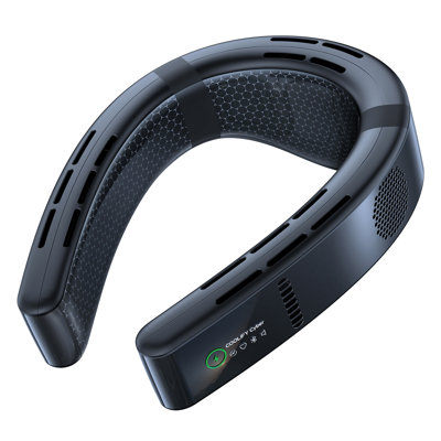 TORRAS® COOLiFY® Cyber Smart AI-Control Bladeless Portable Wearable Neck Fan Neck with 6,000-mAh Rechargeable Battery (Cascade Black)