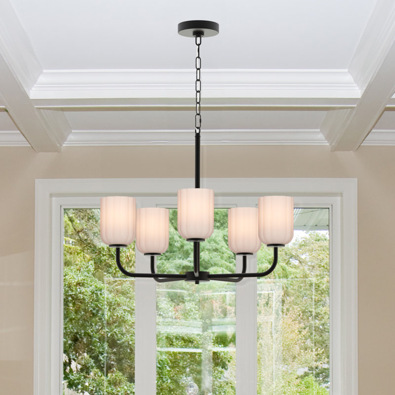Parkmont Plug & Play 5-Light Chandelier in Transitional and Modern Style-84.14 Inches Tall and 24 Inches Wide, Matte Black
