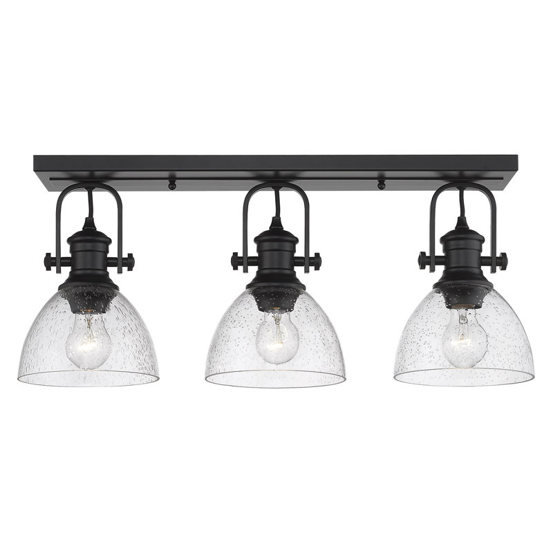 Bales Glass Semi Flush Mount, Seeded Glass, Matte Black