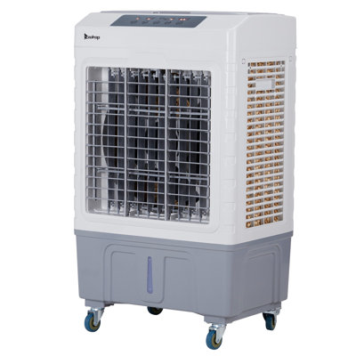 3-In-1 Portable Evaporative Air Cooler, 90° Oscillation Swamp Cooler With Remote & Lockable Casters