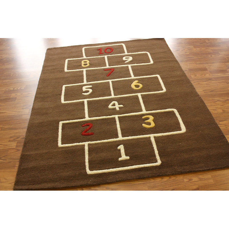 Tapis brun Elease Hopscotch, Rectangle 3 pi 6 po x 5 pi 6 po
