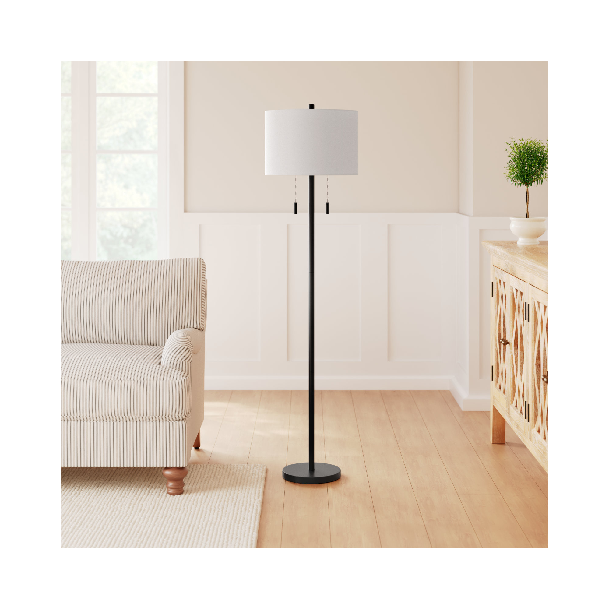 Senn 64'' Dimmable Floor Lamp, Matte Black