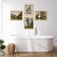 Rustique campagne pastorale forêt arbres rivière fleur classique rétro décor de salle de bain 4 pièces-93012187-93012189