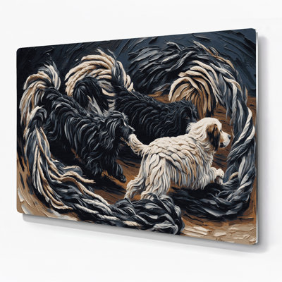 «Dogs Puli», art mural en métal noir