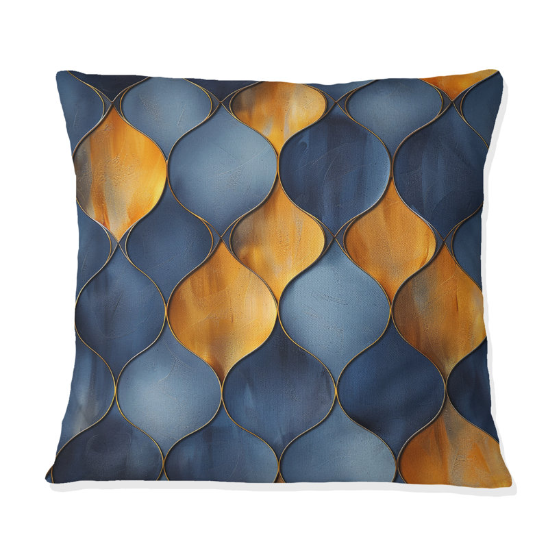 Coussin Ogee Patten I bleu et moderne, H 18 po x l 18 po