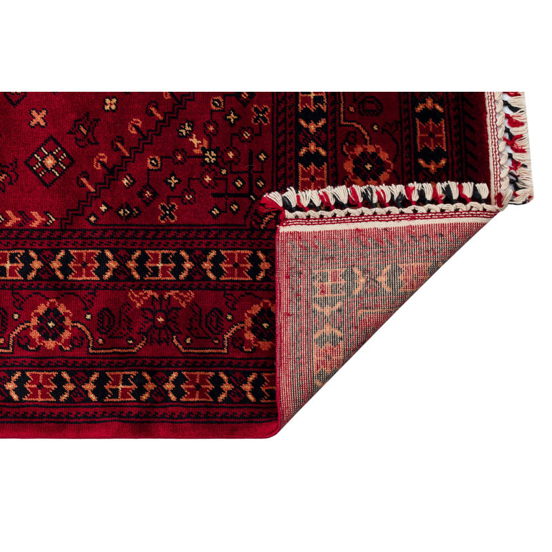 Tapis tissé à la main de qualité supérieure, 4,3 x 6,2 pieds | 100% viscose de bambou, hauteur de poils de 0,3 po | 3200 grammes par mètre carré, couleur rouge riche | Durable, facile à nettoyer, parfait pour le décor du salon et de la chambre à coucher