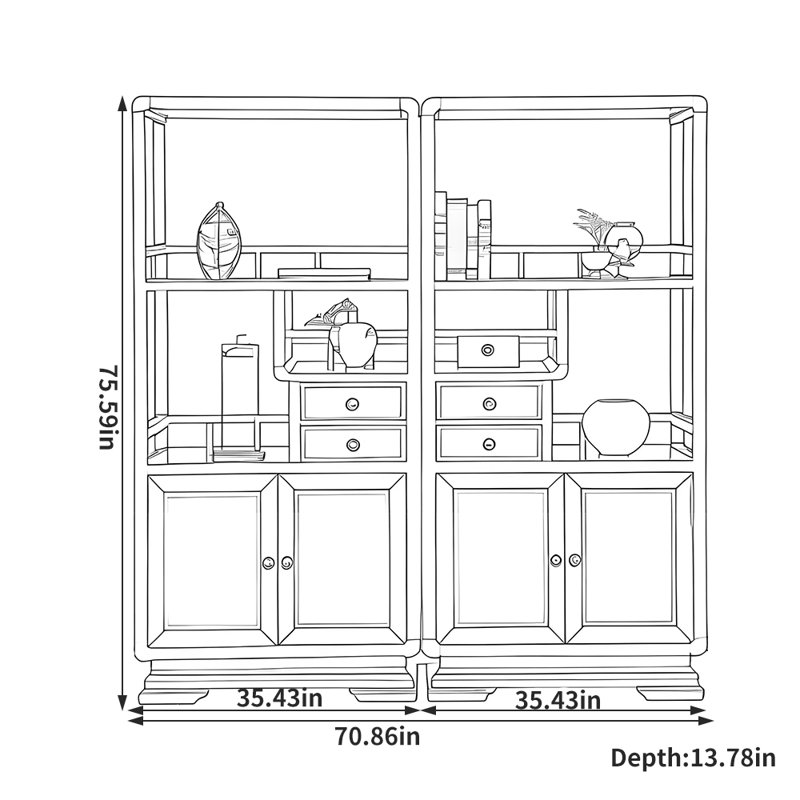 Caelie, (6 tablettes) H 75,59 po x l 70,86 po x P 13,78 po
