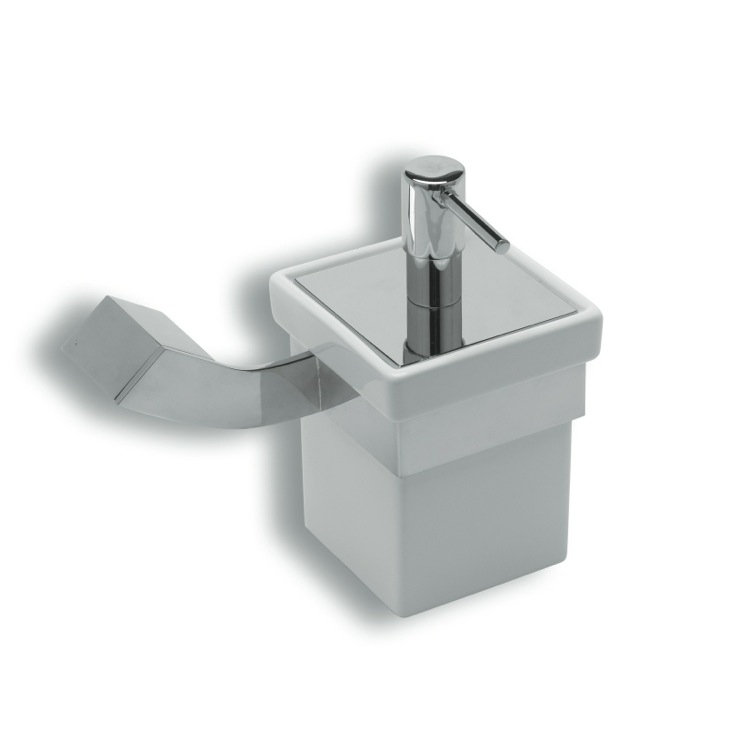 Distributeur de savon mural fluide en céramique, Nickel poli