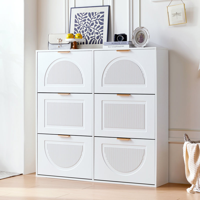 30 Pair Shoe Storage Cabinet, White