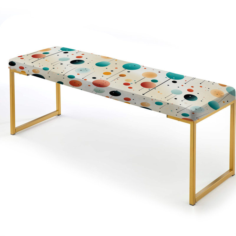Banc rembourré or, Funky points rétro bleus et orange
