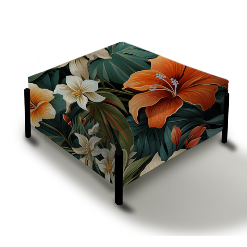 Tropical Greens Warm Earth Tones III - Grand repose-pieds carré tropical