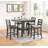 Classic Counter Height 5Pc Set Square Dining Table W Shelves Cushion Seat Ladder Back High Chairs Solid Wood