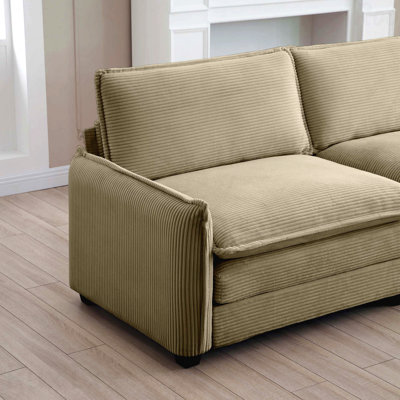 Repose-pieds rembourré en velours côtelé Corduroy - Compatible avec les canapés 2/3/4 places