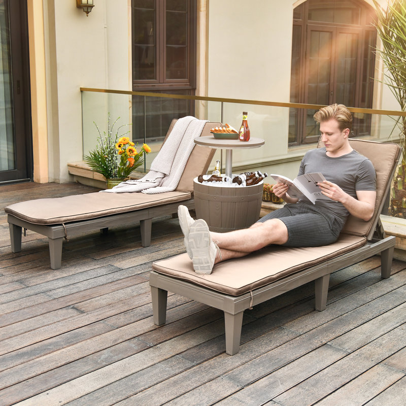 Alizay 74.5'' Long Reclining Single Chaise with Cushions, Taupe