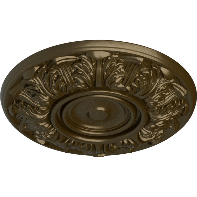 Médaillon de plafond Endurathane Whitman, DE 13 po x P 1 3/8 po (pour les auvents jusqu'à 3 3/4 po), finition laiton peint à la main