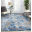 Tapis bleu abstrait moderne fait à la main Versailles-524757670