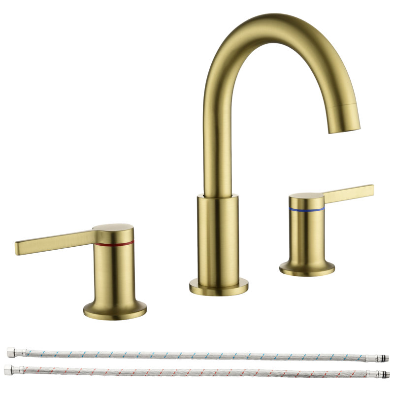 8 po Ensemble de robinet de salle de bain à poignée double avec évier à 3 trous, Nickel brossé