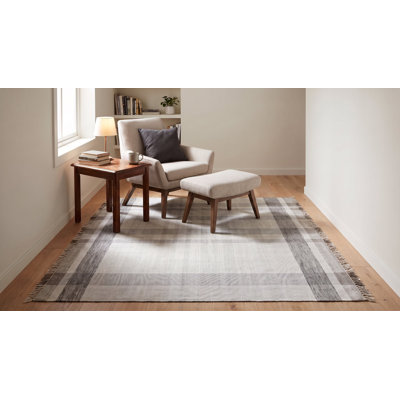 Tapis gris en laine noué à la main gris
