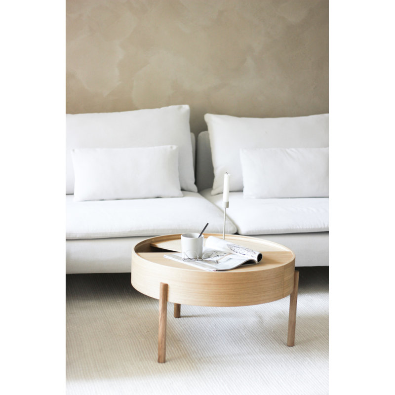 Arc Coffe Table, Matt Lacquered Walnut, 15" H x 26" L x 26" W