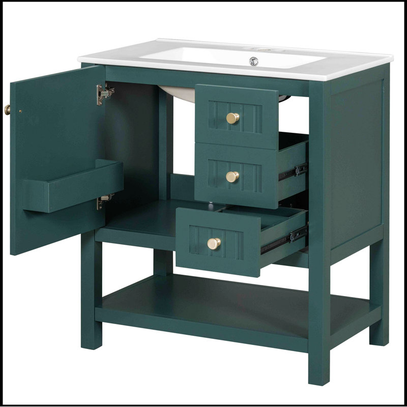 Meuble-lavabo de style transitionnel 30 po avec lavabo en céramique