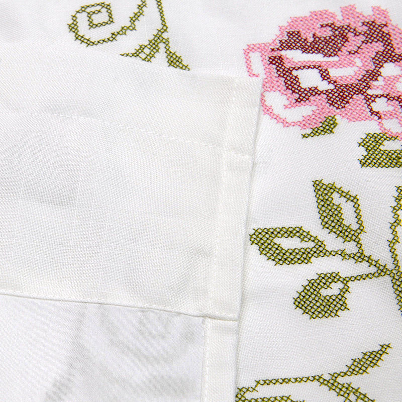 Light Pink Floral Embroidered Scalloped Window Valance