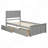 Platform Storage Bed, 2 Drawers With Wheels, Frame, Gray