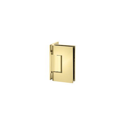  Designer Series Shower Door Wall Mount Hinge With Offset Back Plate & 5 degree Pin Polished Brass