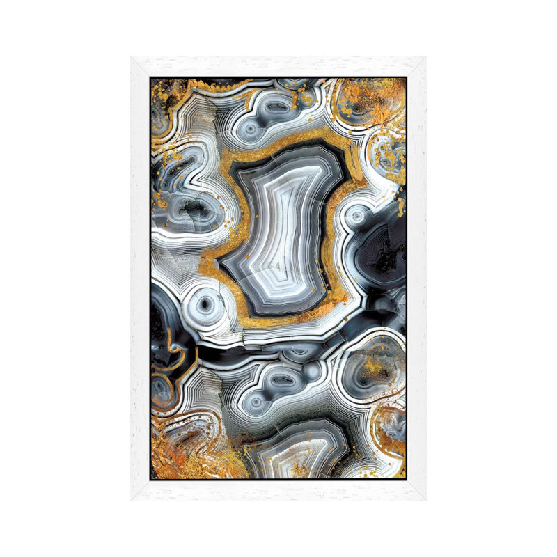 Geode Onyx - Print on Canvas, 152.5 cm H x 101.5 cm W, White Floater Framed