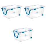 Sterilite 120 Qt Wheeled Gasket Box, Stackable Storage Latch Lid Bin, Handle and Tight Seal
