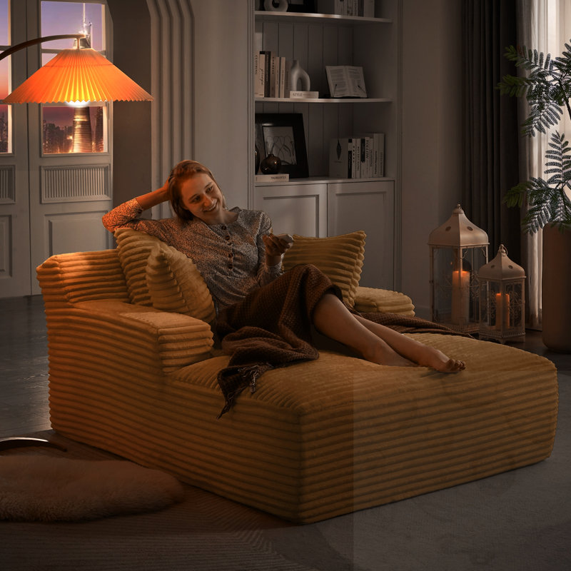 Chaise longue avec coussin moelleux, Orange