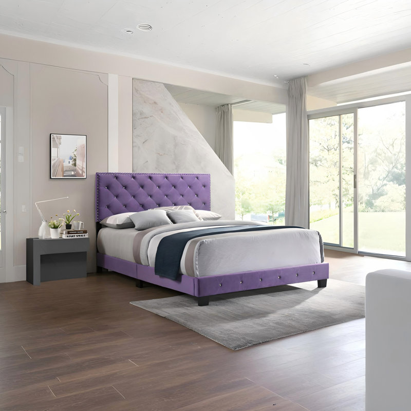 Lit double transitionnel mauve avec support, Purple, Full