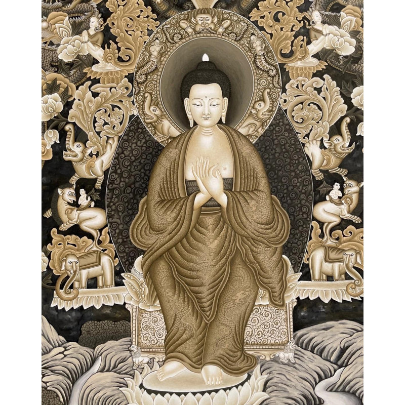 Maitreya Thangka(B & W) (Brocadeless Thangka)