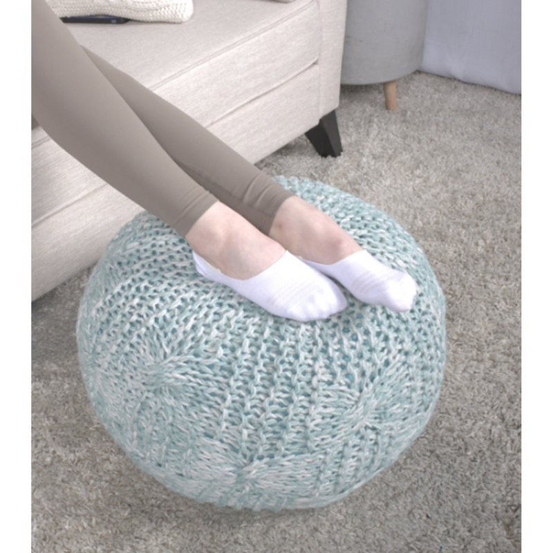Pouf tricoté manuellement pour un coussin de sol, limite de poids de 200 lb, 20 po x 20 po x 14 po, rempli de perles