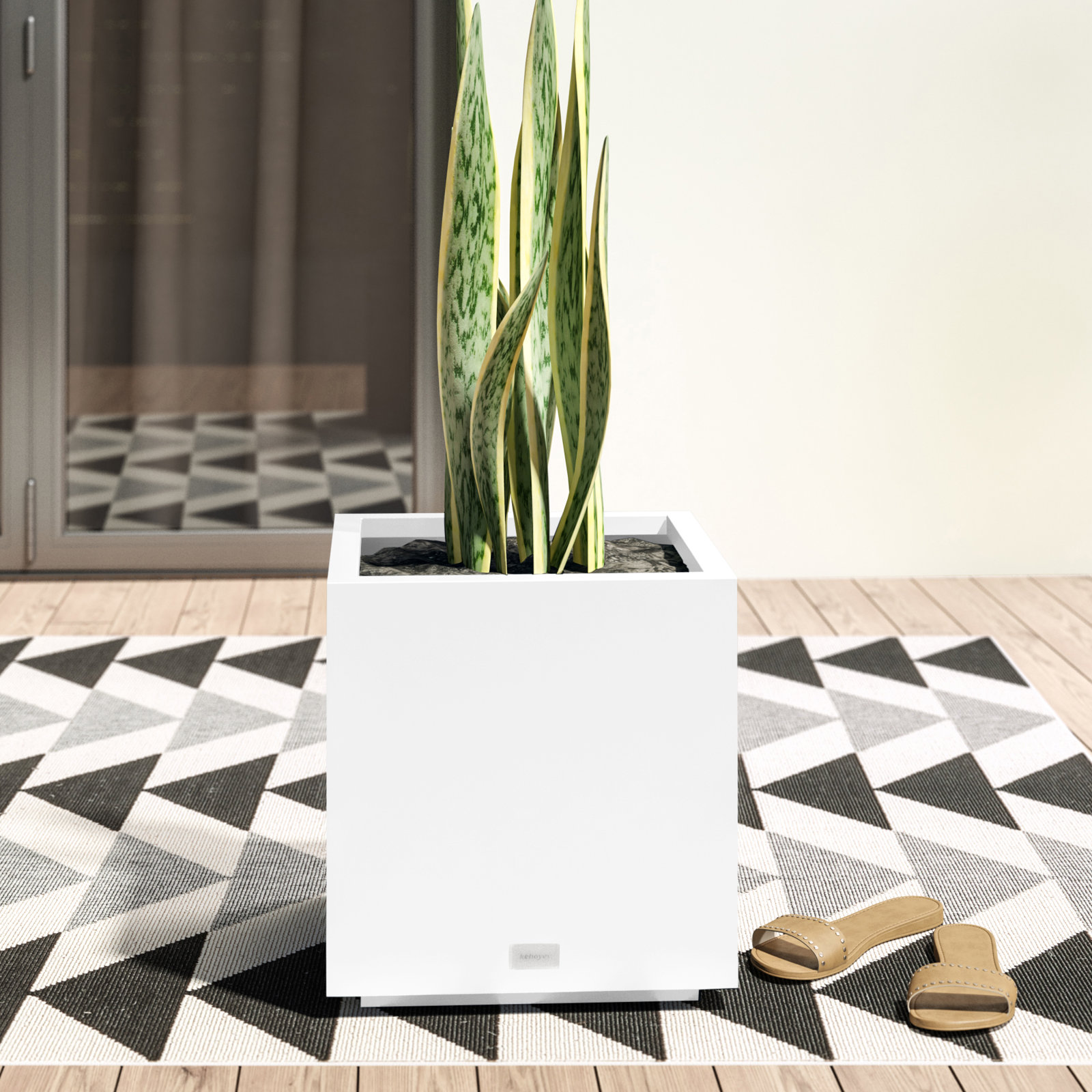 Veradek Block Series Cube Planter, 22.25" H x 21" W x 21" D, White