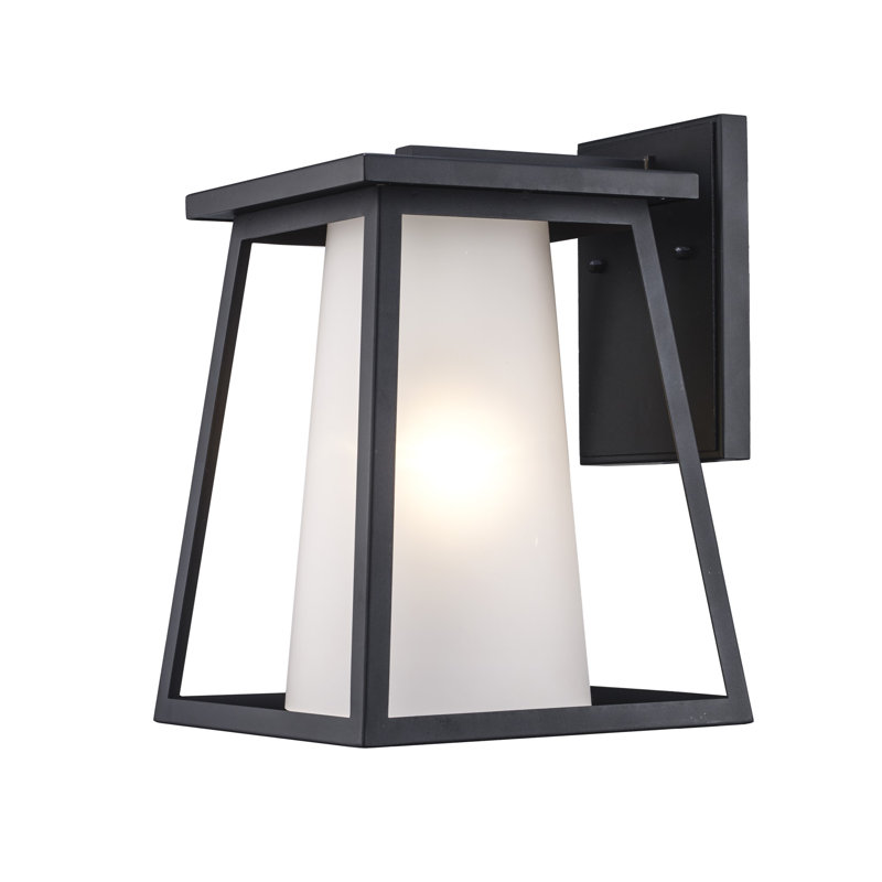 Lanterne murale d'extérieur en verre noir givré, H 13,8 po x l 9,8 po x P 11,4 po