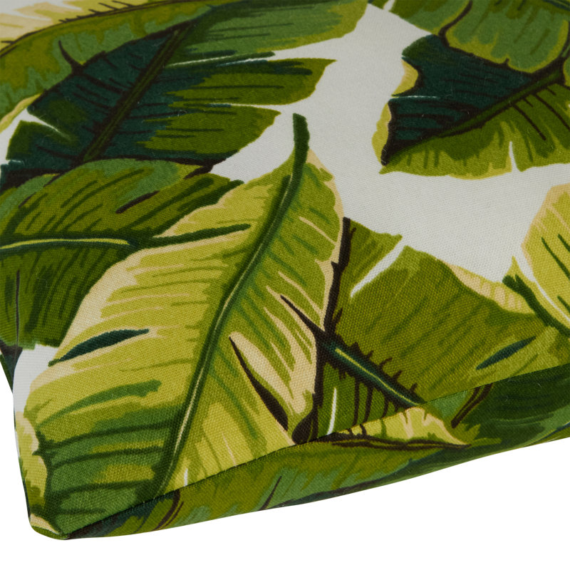 Henrich Indoor/Outdoor Striped Lumbar Pillow, Palm Leaves White