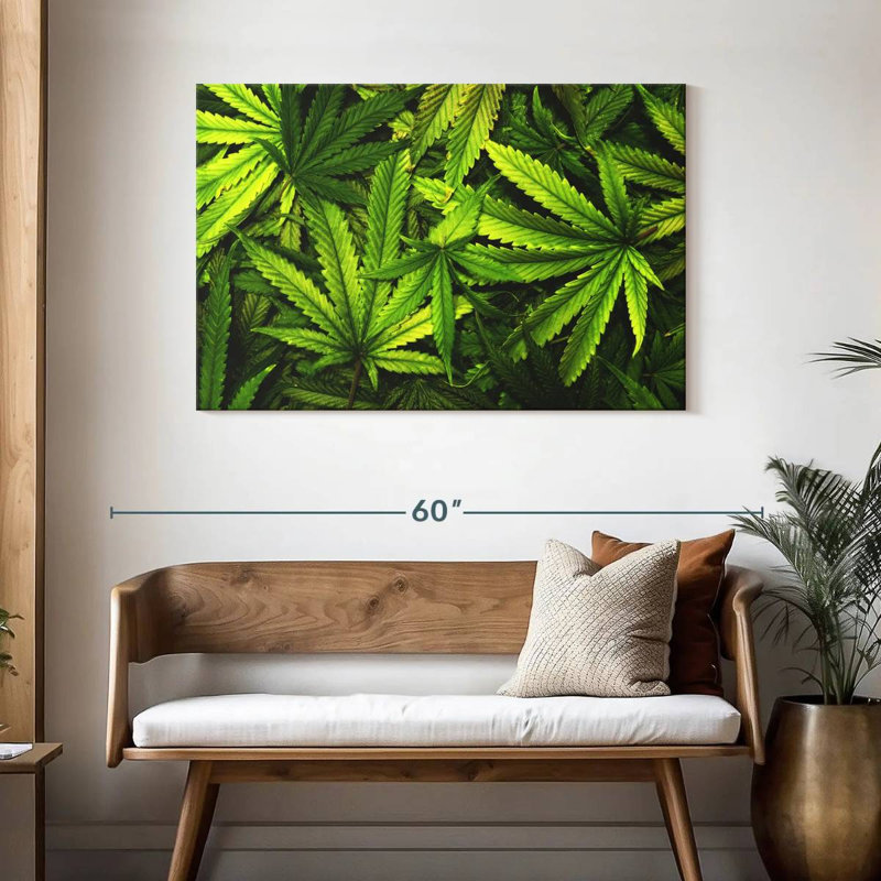 Jardin de feuilles de marijuana, H 30 po x l 45 po