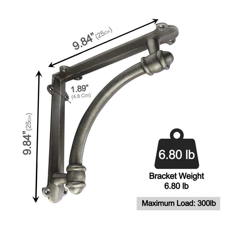 Silber Half Round Shelf Bracket, Antique Metal