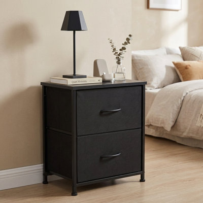 Table d'appoint multifonctionnelle noire avec deux tiroirs en tissu pour tous les espaces