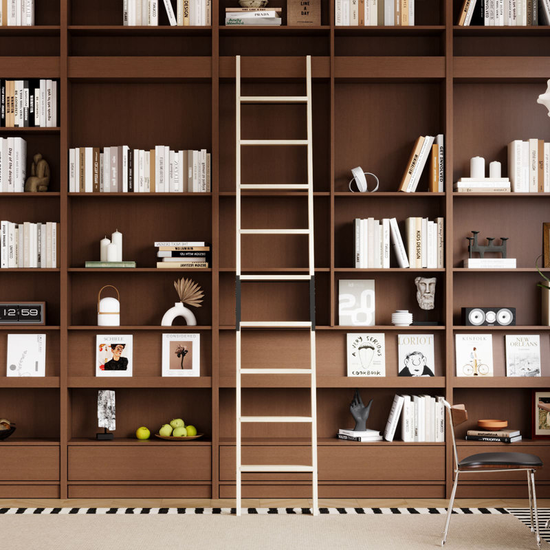 Échelle de bibliothèque en bois massif, 120"