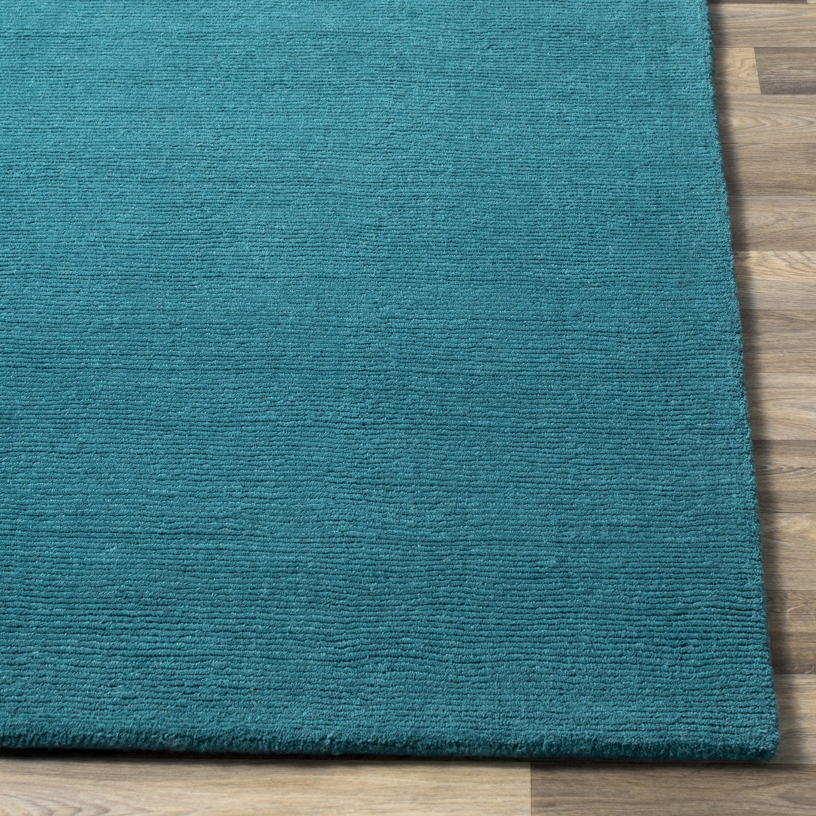Girton Teal Hand-Woven Wool Rug, Square 9'9"