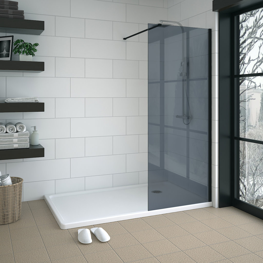 1950mm H Semi-Frameless Wet Room Walk In Shower Screens Grey Glass