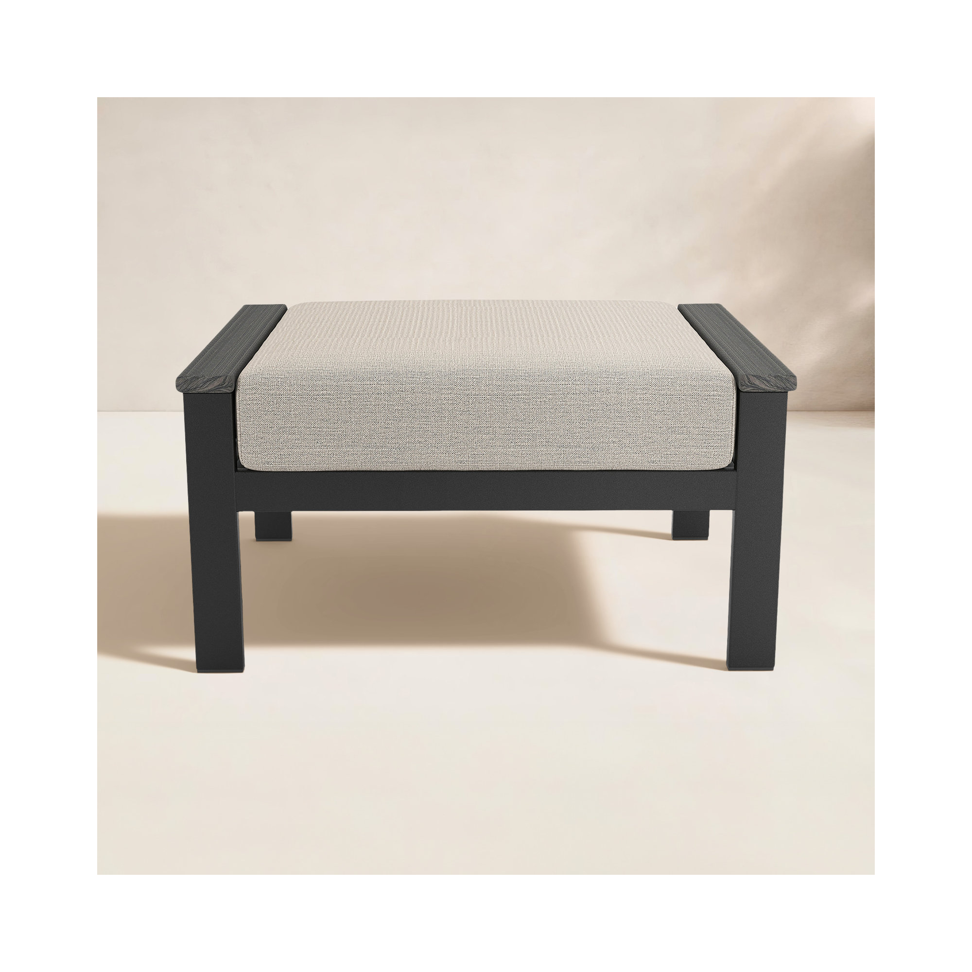 Townsend Outdoor Ottoman with Sunbrella Cushions, Cast Silver Sunbrella®