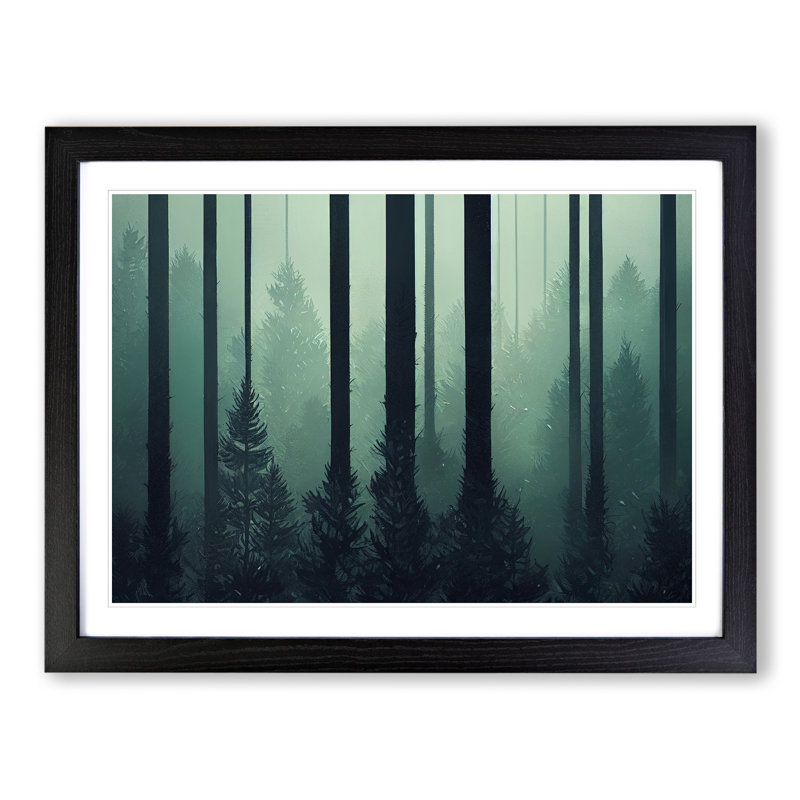 Traditional Pine Tree Forest - Single Picture Frame Print, 25cm H x 34cm W x 2cm D, Black Framed