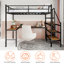 Lit mezzanine avec bureau en forme de L, grand espace de rangement et compartiments de rangement, structure de lit robuste avec escalier, garde-corps continu, peu encombrant, silencieux-1770928684