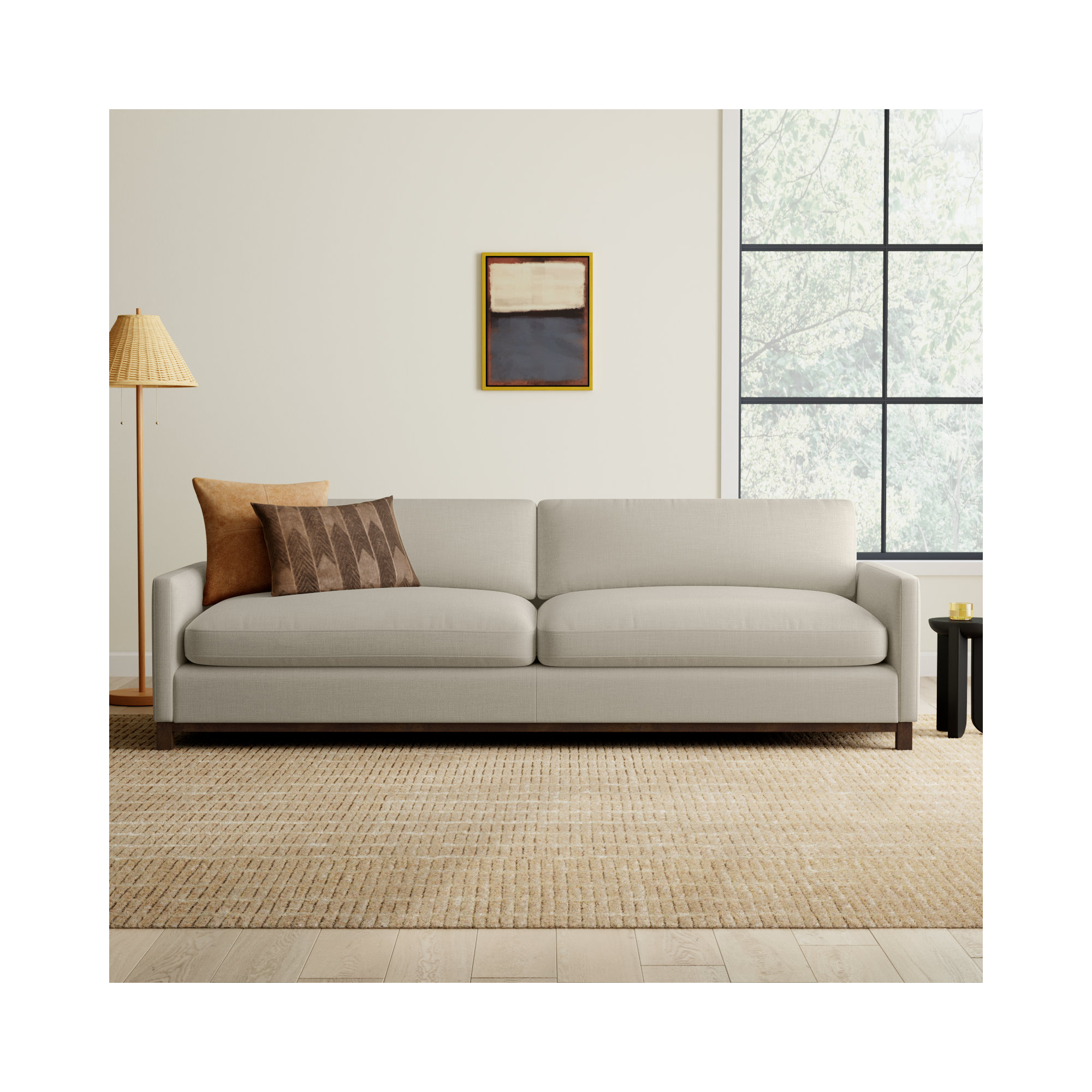 Liz 85" Upholstered Sofa, Flannigan Cotton Tweed, 32.28"H x 101.97"W x 39.37"D, Dark Brown