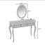 Bureau de maquillage avec miroir ovale, coiffeuse à 3 tiroirs pour le rangement des bijoux, console élégante-448574192