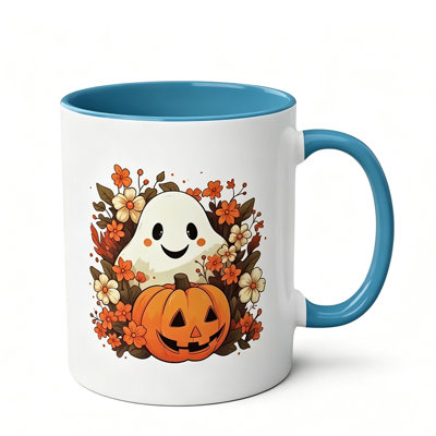 Festive Ceramic Mug with Cute Pumpkin Design - Perfect for Halloween or New Year Celebrations.