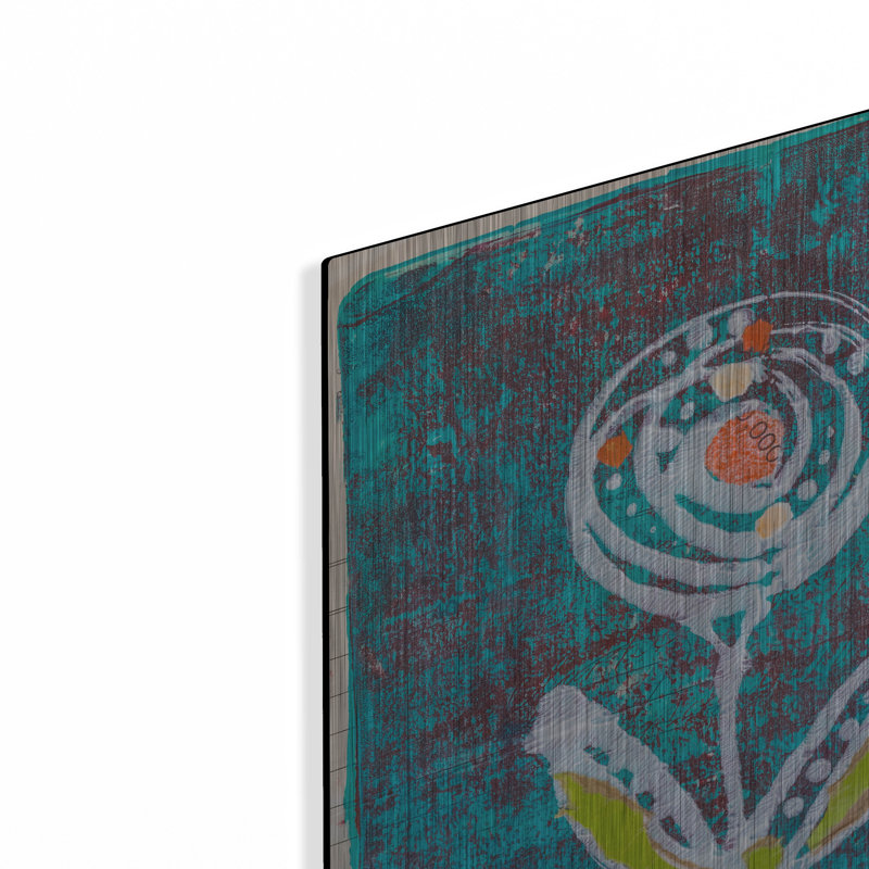 «Teal Blooms» par St. Hilaire Elizabeth, H 12 po x l 12 po