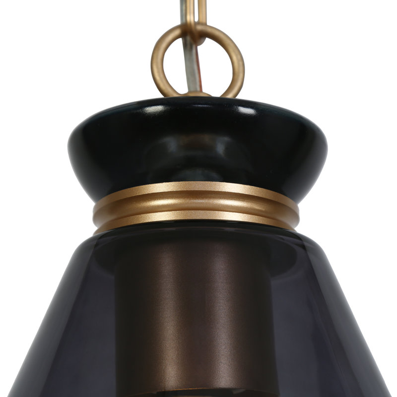 Luminaire suspendu conique moderne à 1 lumière avec verre fumé dégradé (1 ensemble)